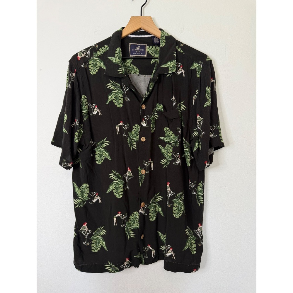 Caribean Joe - Rayon Tropical Lady Martini Glass‎ Casual Button Down Men's XL